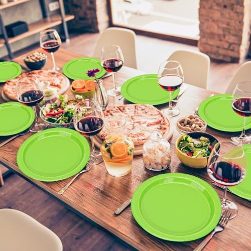 QZYL 50 Count Light Green Paper Plates 9" Round Disposable Green Plates Set - Image 5