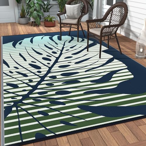 GENIMO Outdoor Rug, Waterproof Plastic Rugs for Patio, 6'x9' Sea Green by GENIMO