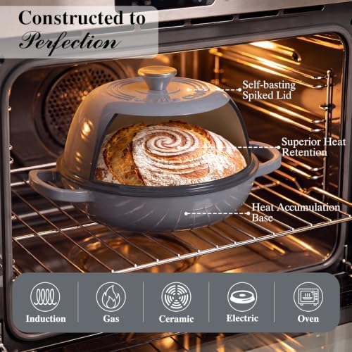 Umite Chef 6QT Enameled Cast Iron Dutch Oven for Bread Baking - Image 3