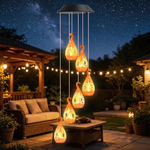 Toodour Solar Wind Chime, Hanging Flame Wind Chimes, LED Decorative Mobile by Toodour