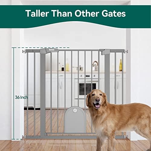 Babelio 36" Tall Baby Gate with Adjustable Cat Door, CatPrivilege I, 29-43" - Image 3