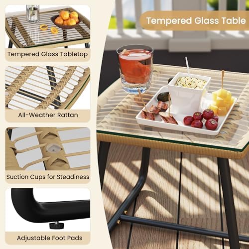 Yaheetech 3 Piece Patio Bistro Set, Outdoor Wicker Bistro Furniture Sets - Image 3