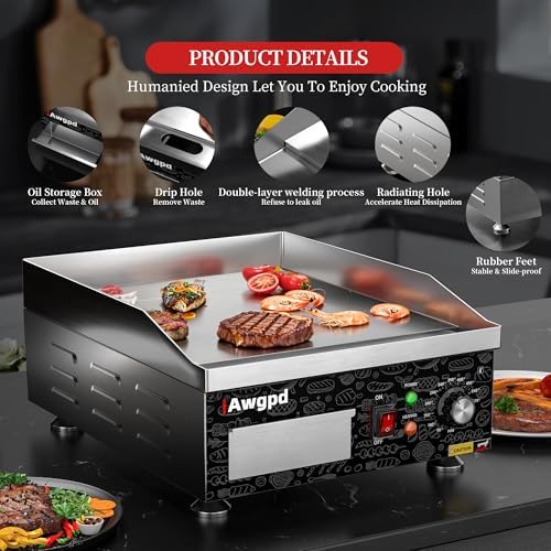 14" Commercial Electric Griddle,Electric Countertop Flat Top Griddle - Image 3