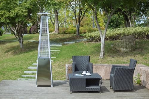 91" Tall Glass Tube Outdoor Patio Heater, 49000BTU, Stainless Steel, Wheels Included, Regulator and Hose Included - Image 5