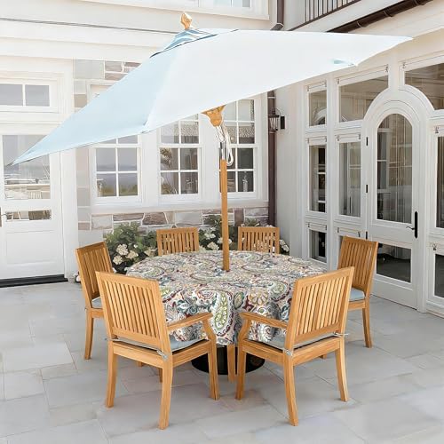 LVTXIII Round Outdoor Tablecloth with Umbrella Hole and Zipper, Water-Repellent 60 Inch Patio Table Cover for Bistro, Garden, Patio & Picnic, Vibrant Paisley - Image 2