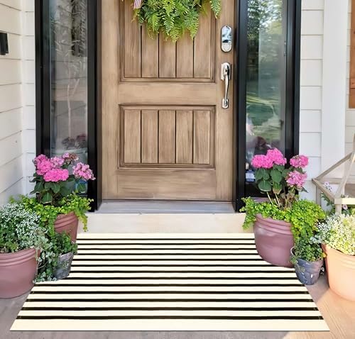 BUAGETUP Front Layered Door Mat 24"x35"Fall Striped Outdoor Rug Porch Decor - Image 5