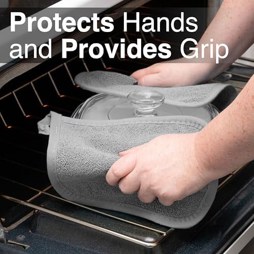 RITZ Terry Potholder & Hot Pad: Unparalleled Heat Resistant, Durable 100% Cotton – Ergonomically Designed for Optimal Grip – Easy-Care Machine Washable – 4-Pack, Titanium Grey - Image 5