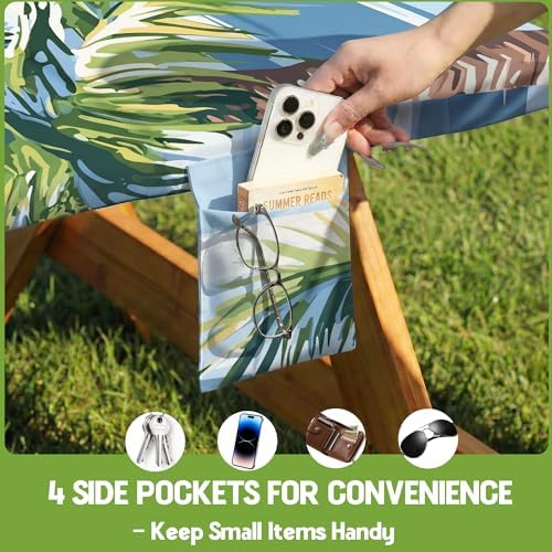 Picnic Table Cover with Bench Covers Waterproof Elastic Rectangle Reusable Folding Tablecloth Manteles Mantelería Camping Essentials Rv Car Travel Supplies Table Cloth Outdoor Road Trip Camper Gifts - Image 5