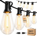 Outdoor String Lights 30FT(24+6) Waterproof, 12 LED S14 Shatterproof Edison Bulbs, 2FT Spacing, Extension Cord, Connectable Plug in Hanging Patio Lights for Outside, Backyard, Warm White by Unknown