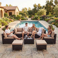 LEVELEVE 9 Pieces Outdoor Patio Furniture Sets,Rattan Conversation Sectional Set,Manual Weaving Wicker Patio Sofa,w/Table&Ottoman by Enjoyyourlife
