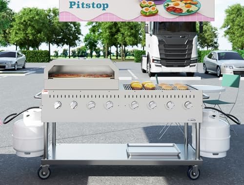 60 in. 8-Burner Commercial Outdoor Propane Gas Grill with 30 in. Pizza Oven in Stainless-Steel, ETL Listed (CGKIT6-P30) - Image 4