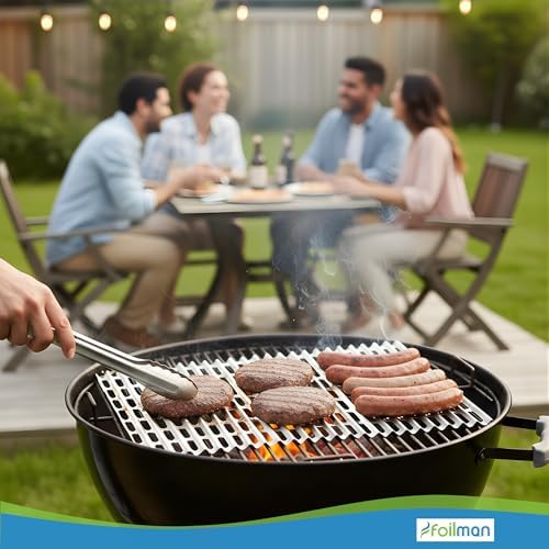 Foilman Heavy-Duty Disposable Aluminum Grill Liners, 12 x 20 Inch Nonstick Cooking Sheets for BBQ, Protects Grates from Grease, Even Heat Distribution, Easy Cleanup for Outdoor Grilling - Pack of 12 - Image 2
