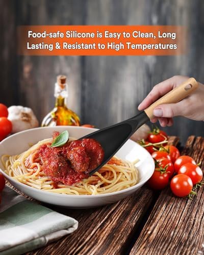 Badiano Silicone Cooking Spoon for Nonstick Cookwares, Multi-function,11.4" - Image 3