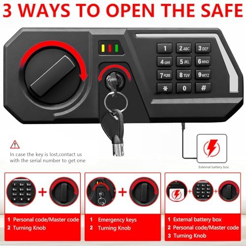 5.2 Cuft Large Safes for Home Use Water and Fireproof, Digital Security Fire Safe Box with Programmable Keypad, Key Lock & Removable Shelves, Anti-Theft Document Safe for Money, Medicine and Valuables - Image 4