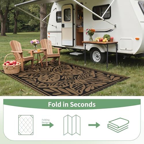 GENIMO Outdoor Rug, 6'x9' Waterproof Plastic Rugs for Patio, Black - Image 7