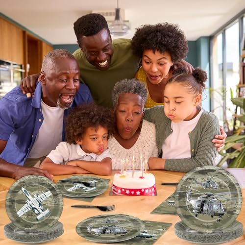Camo Army Birthday Party Supplies Army Party Paper Plates And Napkins Camouflage Party Tableware Army Soldier Camouflage Party Disposable Dinnerware for Birthday Baby Shower Party Decoration Serve 24 - Image 6