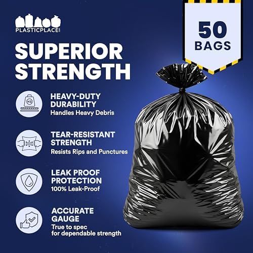 Plasticplace Contractor Trash Bags 55-60 Gallon, 3.0 Mil, Black Heavy Duty Garbage Bag, 38” X 58” (50Count) - Image 5