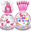 96Pcs Pink Baking Birthday Party Decorations, Serves 24 by Greencian