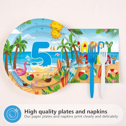 96Pcs Hawaiian Dive into Five Party Decorations, Serves 24 - Image 2