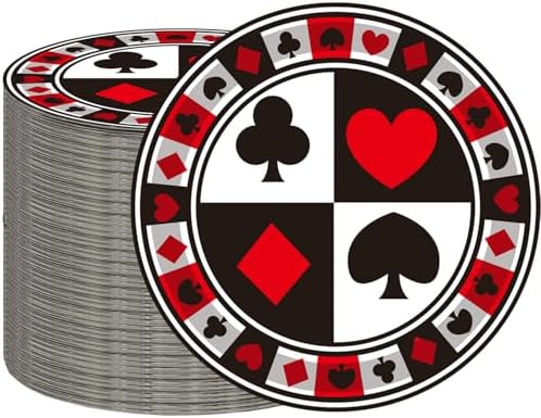 40 Pcs Casino Party Supplies Poker Paper Plates 7" Casino Party Plates for Casino Night Game Theme Card Playing Club Heart Poker Night Las Vegas Birthday Party Decorations (Poker) by HSPAIDYP