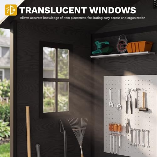 DWVO 6x4 FT Outdoor Resin Storage Shed with Reinforced Floor Window & Vent - Image 3