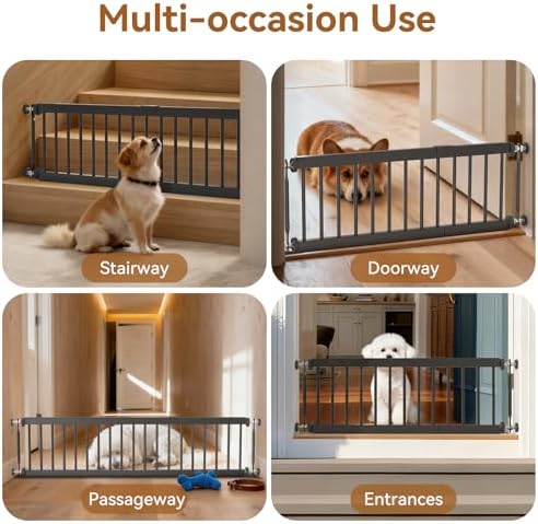 Short Dog Gate,18"-45" Adjustable Extra Wide Metal Short Dog Gate to Step Over, 18" Tall Small Pet Gate with 3 Extension Kits - Image 6