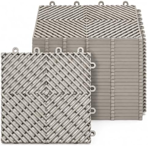 SnapLock RaceDeck Free-Flow 12"x12" Interlocking Garage Tiles, 24pk, Alloy by BigFloors