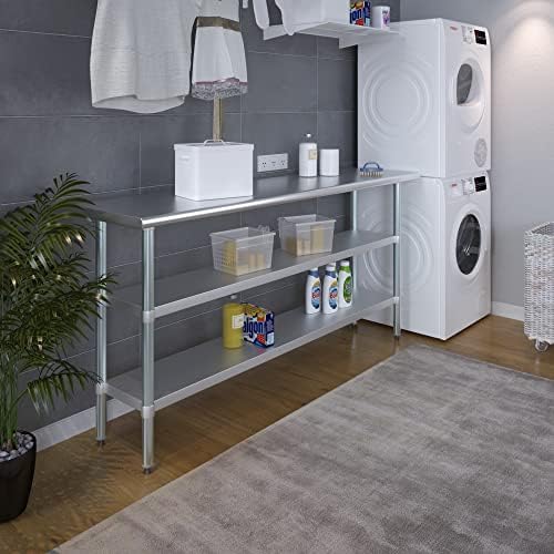 72" x 18" Stainless Steel Work Table with 2 Adjustable Undershelves NSF - Image 4