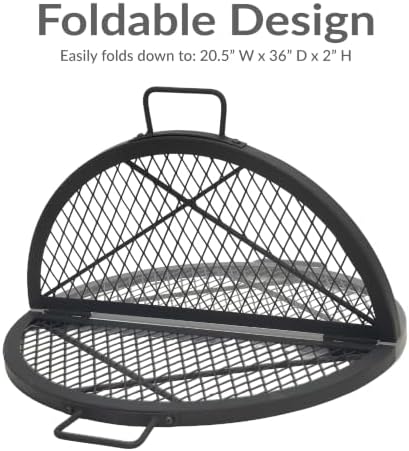 Sunnydaze Round Folding Camping Grill Grate - Portable Foldable Campfire Cooking Grate for Fire Pit - Heavy-Duty Black Steel with Handles for Outdoor Backyard BBQ - 36" Diameter - Image 5