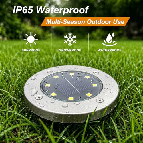OULONGER 4.6inch Solar Ground Lights, Garden Solar Outdoor Waterproof Pathway Bright In-Ground Landscape Lights for Patio, Lawn, Yard, Driveway, Step and Walkway(Warm Light 16Packs) - Image 4