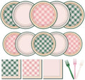 96Pcs Camp Bachelorette Decorations Plaid Plates and Napkins,Serves 24 by Unknown