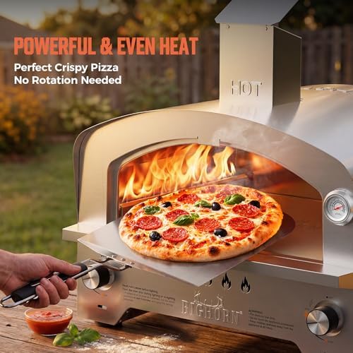 BIG HORN Gas Pizza Oven, Portable Propane Pizza Oven with 15 inch Pizza Stone, Stainless Steel Pizza Maker for Outdoor Cooking - Image 6