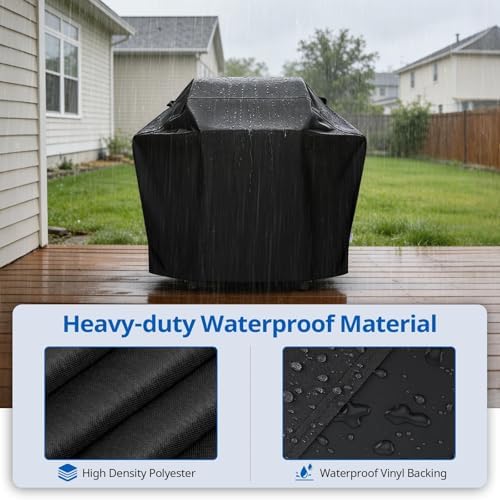 SunPatio 50 Inch Grill Cover for Outdoor Grill Heavy Duty Waterproof, Black - Image 3