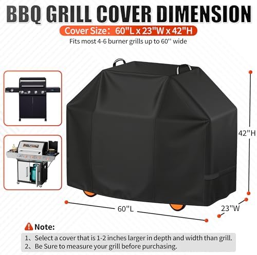 i COVER Grill Cover, 60 inch BBQ Grill Cover for Outdoor Grill, Waterproof BBQ Cover, Fade Resistant Barbecue Gas Grill Covers for Weber, Char-Broil, Nexgrill and More - Image 2