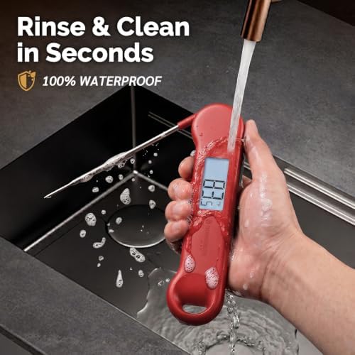 0.5 Sec Instant Read Meat Thermometer Digital for Outdoor Fryer, Red - Image 7