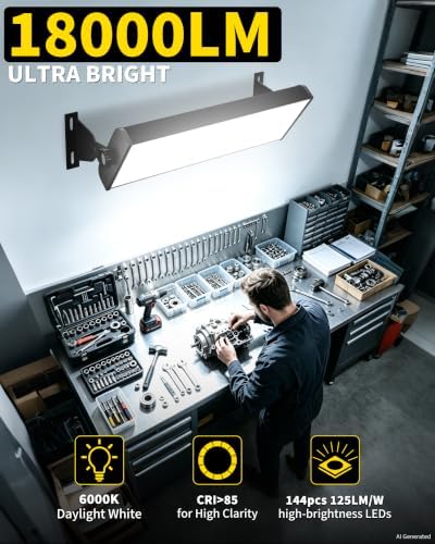 150W 18000LM Shop Light Bay Lighting, IP66 for Garage Workshop, 4 Pack - Image 7