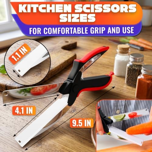 2 in 1 Kitchen Scissors for Food with Cutting Board, Safety Lock - Image 2