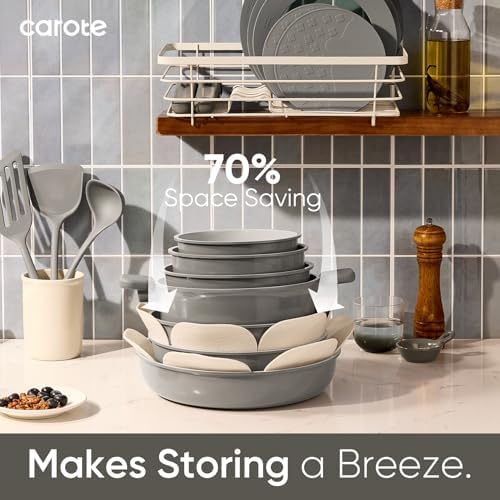 CAROTE 27pcs Ceramic Cookware Set, Pots and Pans Set with Detachable Handle - Image 3
