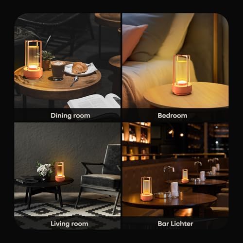 Rechargeable Cordless Small Metal Table Lamp, Stepless Dimming, 3-Color - Image 4