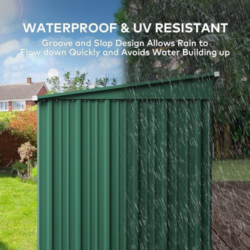 Gizoon 6x4 FT Outdoor Shed, Metal Garden Shed Lockable Doors, Green - Image 6
