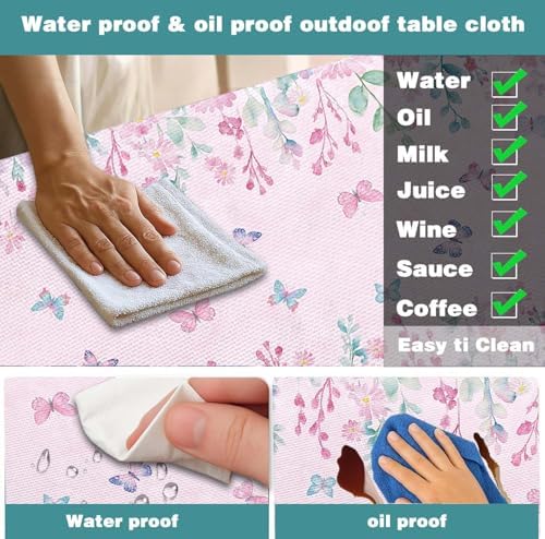 Butterfly Picnic Table Cover with Bench Covers, Camping Essentials, Flower Leaf Plant Waterproof Windproof Table Cover, Fitted Tablecloth Cover with Elastic Edge, for Indoor & Outdoor 3 PCS 30x96 Inch - Image 5