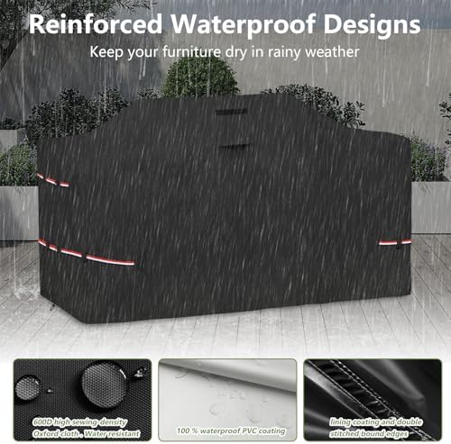 98 Inch Island Grill Cover - 600D Heavy Duty Waterproof All Weather Protection Outdoor Cover,Black - Image 4