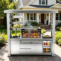 94" Stainless Steel Outdoor Kitchen Island with 6-Burner 85000 BTU,Heavy-Duty Propane Grill with Rotisserie Oven,Galvanized Steel Roof,Granite Countertops,Refrigerator,Sink.(Propane Gas) by INOTEVERITORY