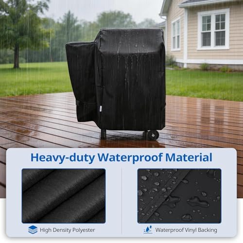 SunPatio Outdoor Heavy Duty Waterproof Grill Cover, Compatible for Traeger 20 Series Wood Pellet, Tailgater and Recteq 340 Grills, Full Length Barbecue Cover, All Weather Protection, Black - Image 3