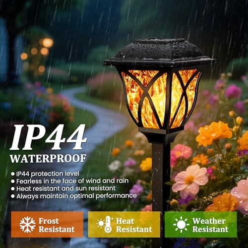 GIGALUMI Solar Lights Outdoor Waterproof, 8 Pack Flickering Flame LED Light - Image 3