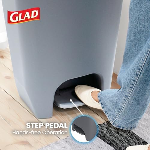 Glad Trash Can with Clorox Odor Protection | Plastic Bin, 13 Gallon, Grey - Image 4