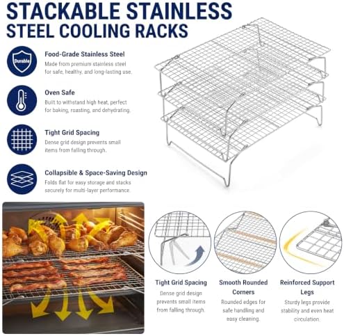 E-far 5-Tier Collapsible Cooling Racks for Cooking and Baking, 15”x10” - Image 4