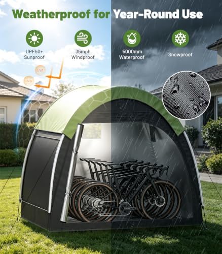 Housolution Anti-Theft Bike Storage Tent with Rain Cover for 4-5 Bikes - Image 5