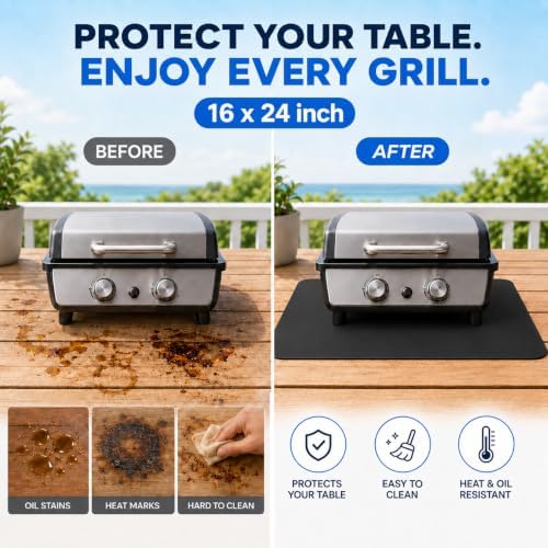 Heat Resistant Grill Mat for Countertop, 2 Pack Waterproof BBQ Mat for Table and Countertop Protection,16x24inch Grill pad, Fits Blackstone, Ninja, Gas Grills - Image 7