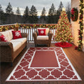GENIMO Outdoor Rug, Waterproof Plastic Rugs for Patio, 6'x9' Red White by GENIMO
